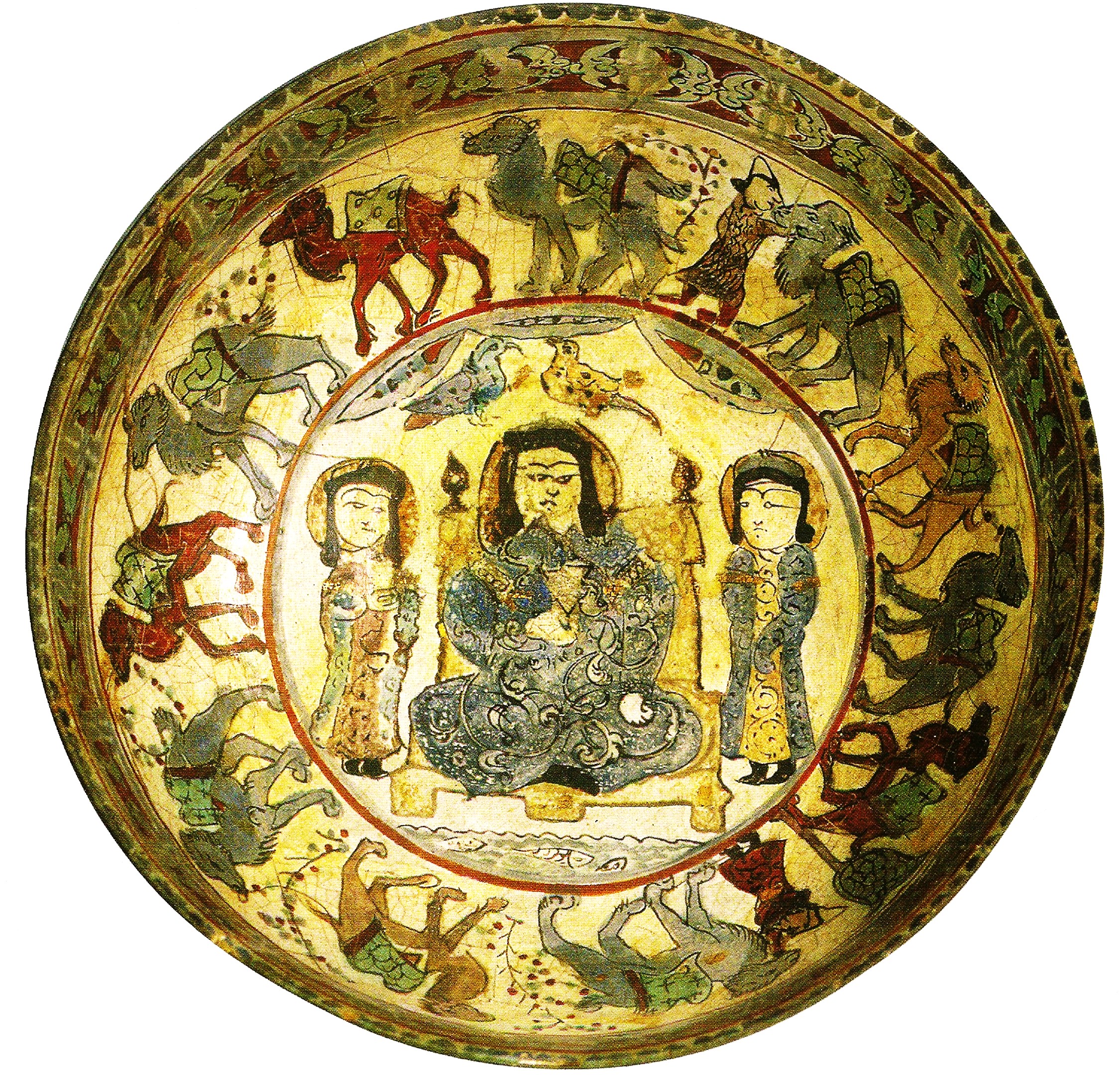Decorative plate depicting Silk Road caravan scene