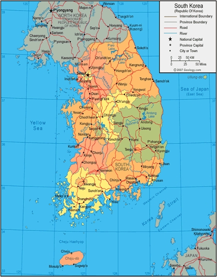 Map of Republic of Korea