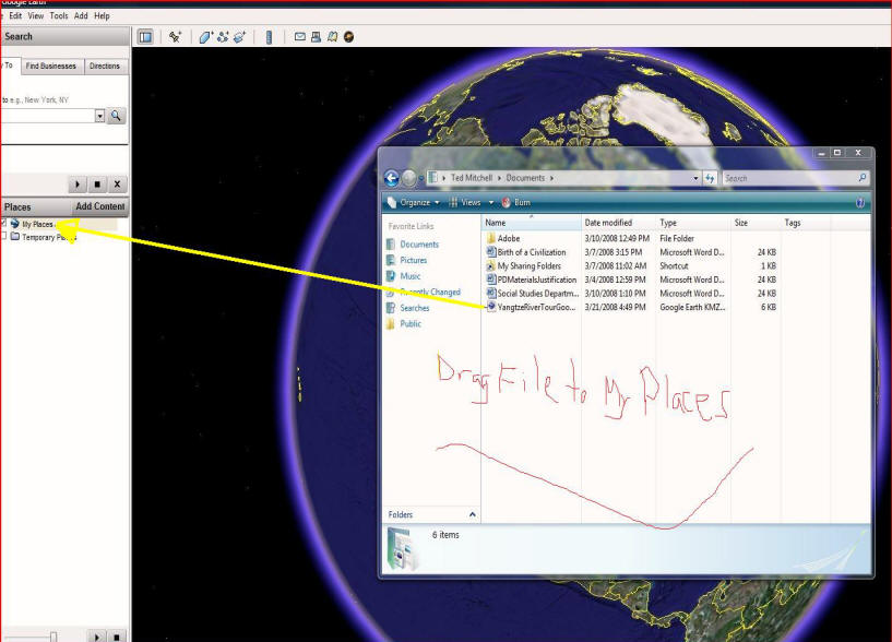 Drag file into your "My Places"